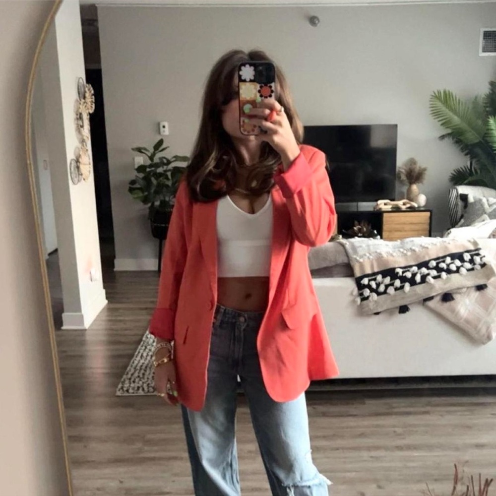 Orange Basic Lapel Blazer - image 5